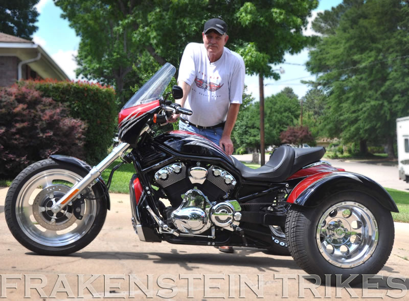 Frankenstein trike conversion kit installed on Harley Davidson V-Rod